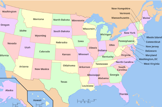 Labeled:Uj3t4zt70_Q= Us States Map